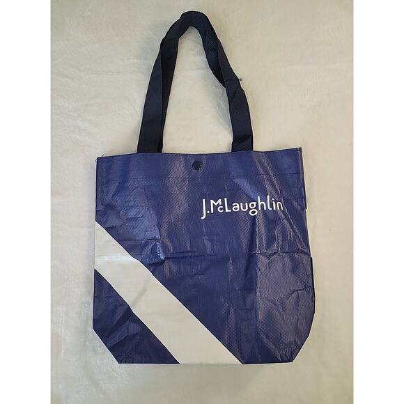 J. McLaughlin 2-Tone Blue & White Reusable Tote Bag – Medium 12x13x4 - Picture 1 of 5